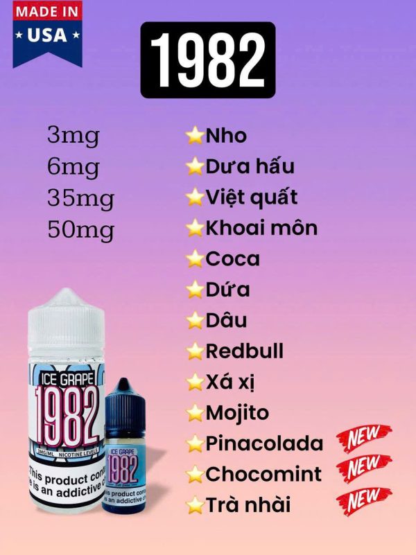 Tinh dầu 1982 Freebase E Juice - 10 Vị Hot Nhất đến từ Mỹ